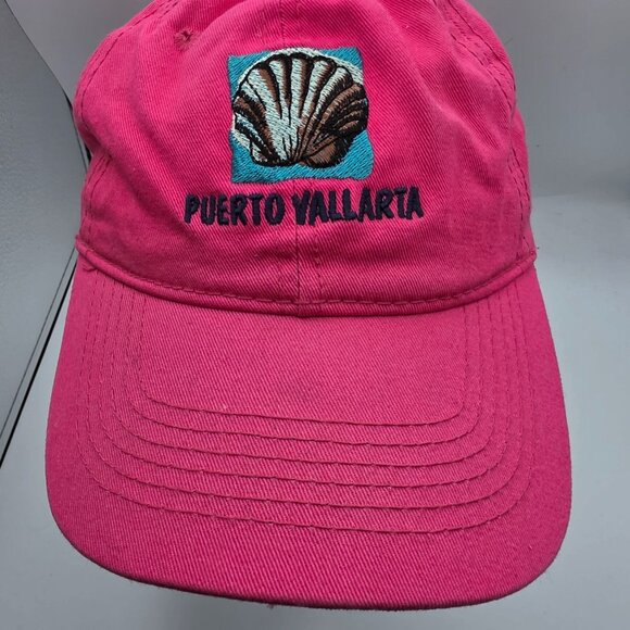 Puerto Vallarta Pink Womens Adjustable Hat Cap Casual Outdoors Embroidered Shell